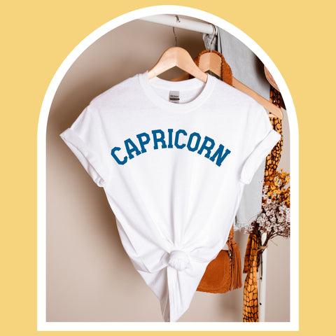 Capricorn varsity text shirt