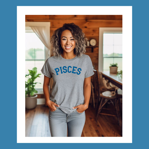Pisces varsity text shirt