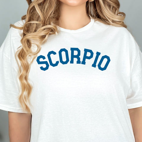Scorpio varsity text shirt