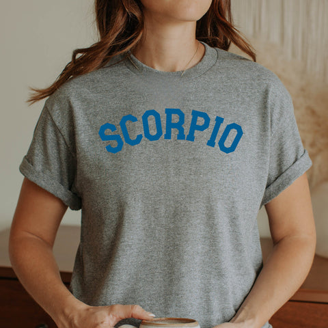 Scorpio varsity text shirt