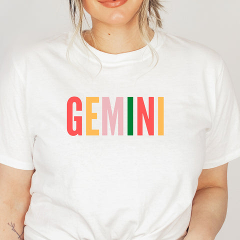 Gemini multi-color text shirt