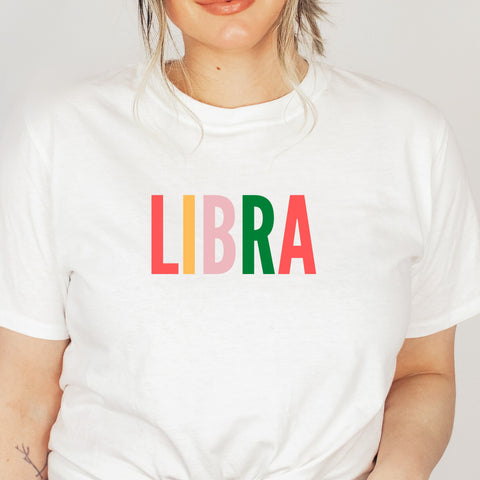 Libra multi-color text shirt