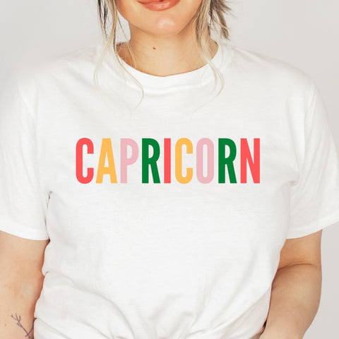 Capricorn multi-color text shirt
