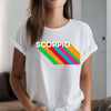 Scorpio shirt rainbow drop shadow 70s zodiac star sign astrology tee graphic t-shirt birthday gift for women t shirt
