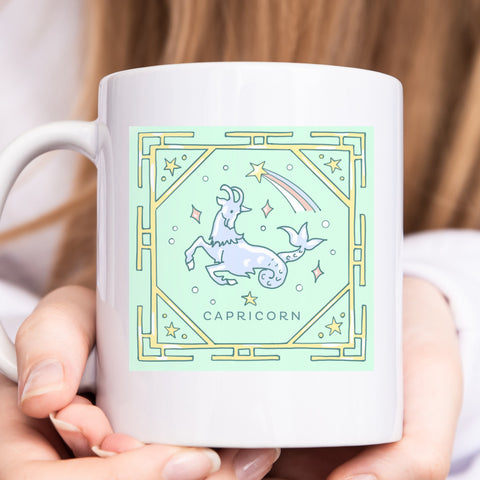 Capricorn 11 ounce pastel illustration mug