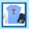 Aries shirt large red Aries symbol blue zodiac star sign astrology tee t-shirt birthday gift for women t shirt