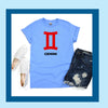 Gemini shirt large red Gemini symbol blue zodiac star sign astrology tee t-shirt birthday gift for women t shirt