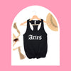 Aries tank top black gothic old English font razor back tank zodiac star sign astrology tee t-shirt birthday gift for women