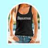 Aquarius tank top black gothic old English font razor back tank zodiac star sign astrology tee t-shirt birthday gift for women