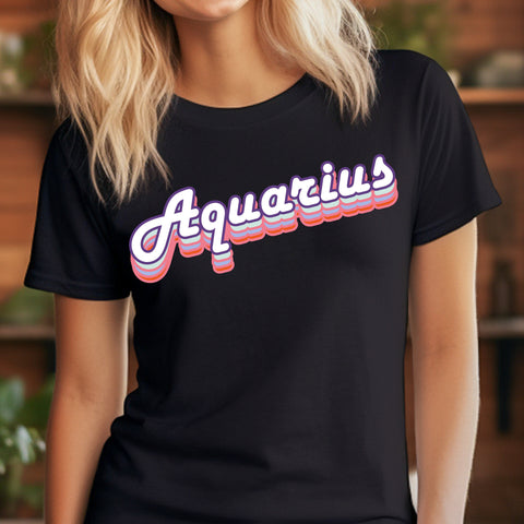 Aquarius retro drop shadow shirt