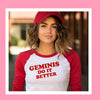 Gemini Shirt Gemini do it better retro red raglan sleeve 70s zodiac star sign astrology tee t-shirt birthday gift