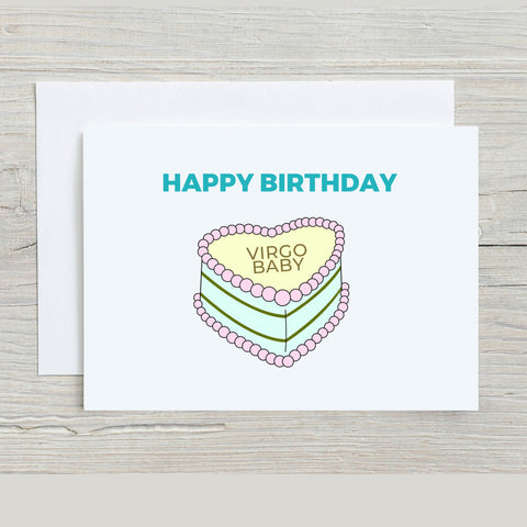 Virgo sign birthday cake card