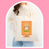 Libra tarot card tote 70s groovy psychedelic cotton canvas tote bag astrology star sign birthday shopping