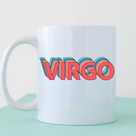 Virgo Mug 11 ounce mug gift colorful Virgo drop shadow illustration zodiac star sign astrology birthday ceramic tea coffee lover cup