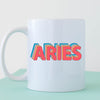 Aries Mug 11 ounce mug gift colorful Aries drop shadow illustration zodiac star sign astrology birthday ceramic tea coffee lover cup
