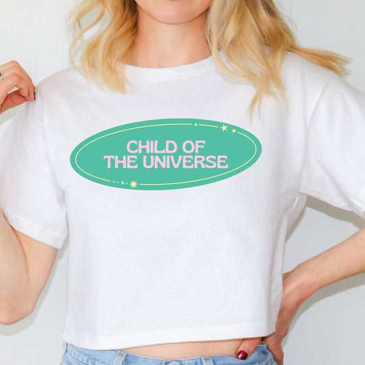 Child Of The Universe crop top celestial cosmic cute crop shirt pastel sticker zodiac shirt birthday gift for women girl friend t-shirt