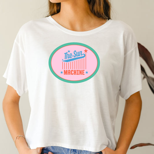 The Sun Machine crop top celestial cosmic cute crop shirt pastel sticker zodiac shirt birthday gift for women girl friend t-shirt