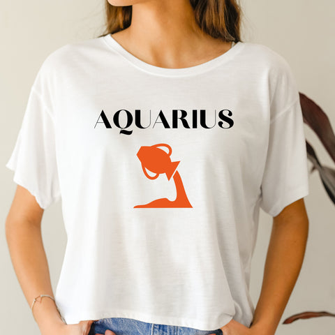 Aquarius red symbol crop top