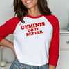 Gemini Shirt Gemini do it better retro red raglan sleeve 70s zodiac star sign astrology tee t-shirt birthday gift