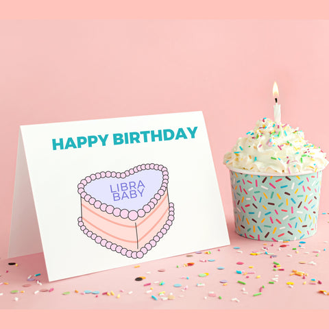 Libra sign birthday cake card