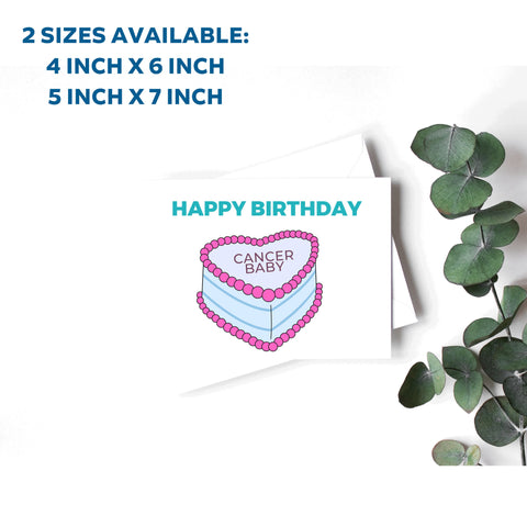 Cancer sign birthday cake card