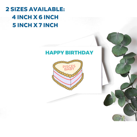 Pisces sign birthday cake card