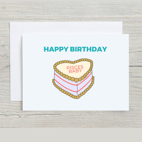 Pisces sign birthday cake card