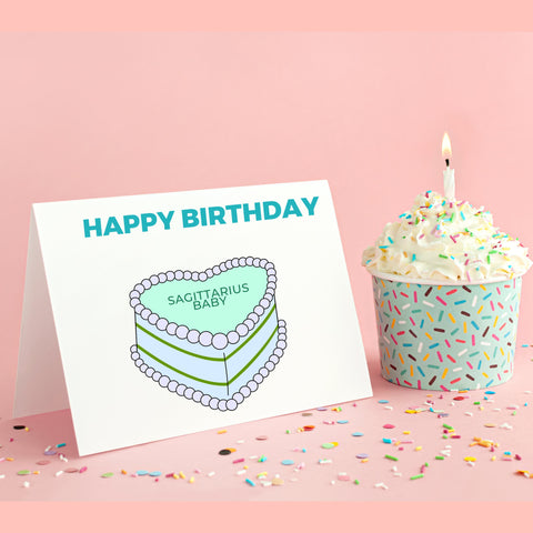 Sagittarius sign birthday cake card
