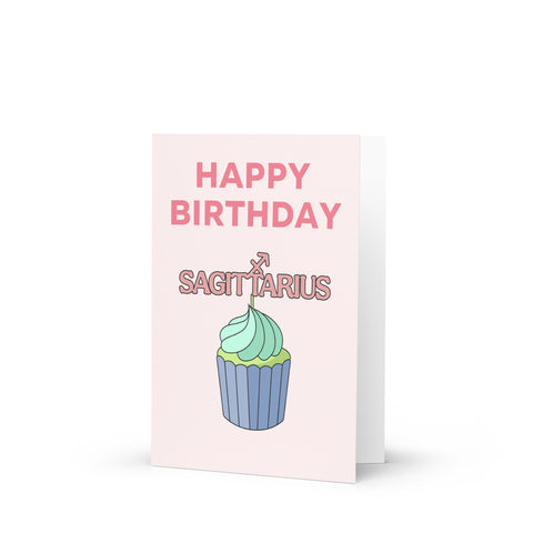 Sagittarius sign birthday cupcake card