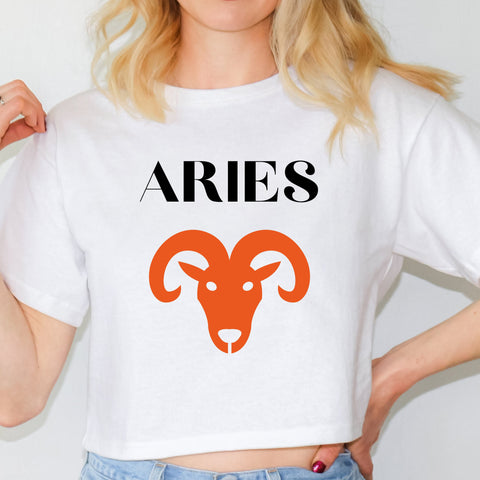 Aries red symbol crop top